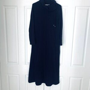 SOFT SURROUNDINGS BLACK  Sweatshirt Dress Long Sleeves Convertible Collar w Trim